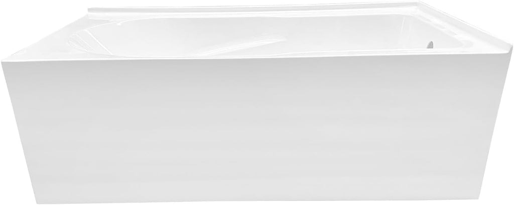 Aqua Eden VTAM6032R21TS 60-Inch Acrylic 2-Wall Corner Alcove Tub with Right Hand Drain, White