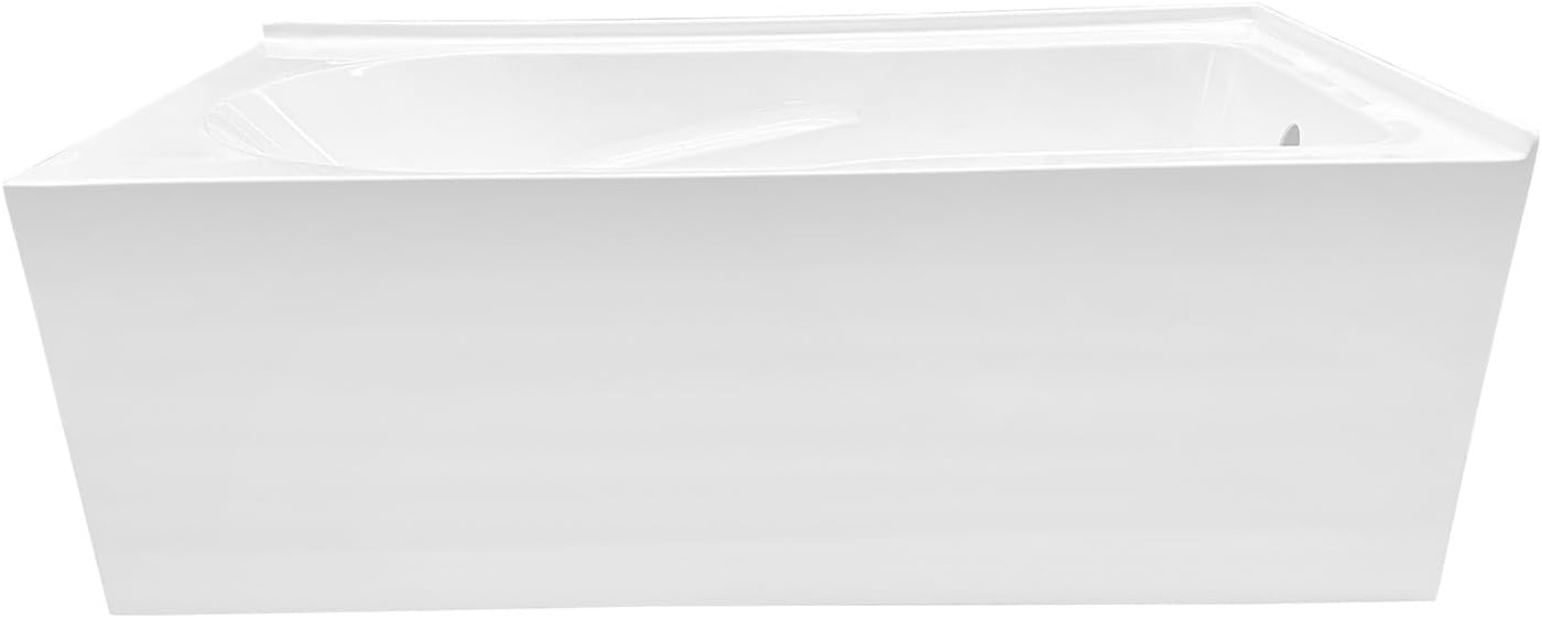 Aqua Eden VTAM6032R21TS 60-Inch Acrylic 2-Wall Corner Alcove Tub with Right Hand Drain, White