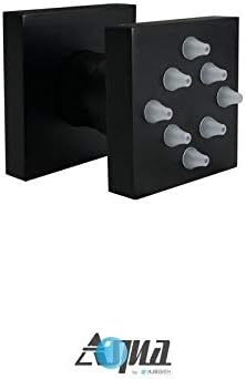 Aqua Piazza Matte Black Shower Set with 8' Ceiling Mount Square Rain Shower and 4 Body Jets