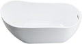 WOODBRIDGE 59' Acrylic Freestanding Bathtub Contemporary Soaking White Tub with Brushed Nickel Overflow and Drain，B1530-B/N-Drain&O