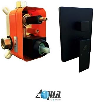 Aqua Piazza Matte Black Shower Set with 8' Ceiling Mount Square Rain Shower and 4 Body Jets