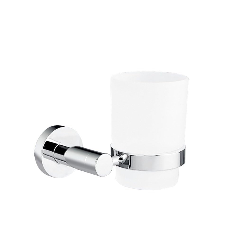 Polished Chrome Bathroom Accessories - Towel Rack, Soap Dish, Toilet Brush & Robe Hook - Modern Wall-Mounted Restrooms(Cup Holder)