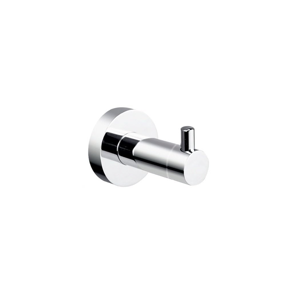 Polished Chrome Bathroom Accessories - Towel Rack, Soap Dish, Toilet Brush & Robe Hook - Modern Wall-Mounted Restrooms(Single Robe Hook)