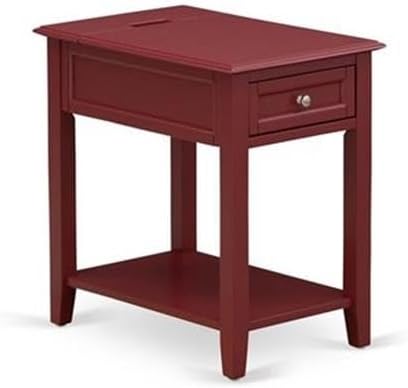 East West Furniture NL14Q-2DE13 3 Piece Queen Size Bedroom Set - Button Tufted Bed Frame - Brown Taupe Velvet Fabric Upholstered Headboard and a Burgundy Finish Nightstand