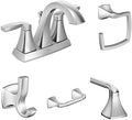 Moen Voss Chrome Bathroom Set - Two-Handle High Arc Faucet 6901 with 24-Inch Towel Bar, Hand Towel Ring, Pivoting Toilet Paper Holder & Double Robe Hook