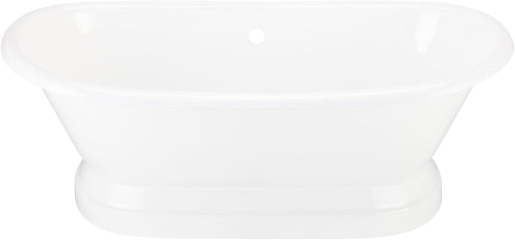 Signature Hardware 946214 Frayser 71' Cast Iron Soaking Double Slipper Pedestal Freestanding Tub with Rolled Rim and Drain Kit - White/White Drain