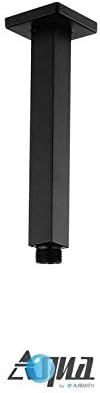 Aqua Piazza Matte Black Shower Set with 8' Ceiling Mount Square Rain Shower and 4 Body Jets