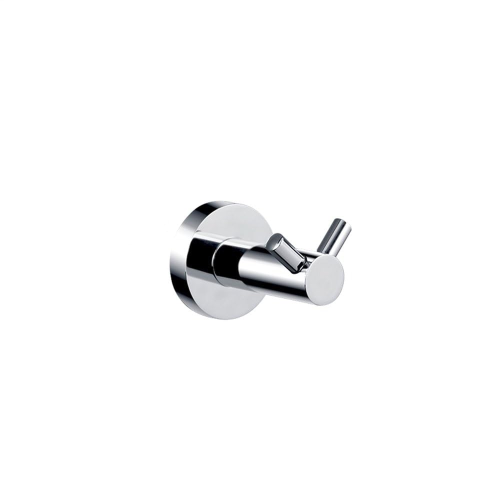 Polished Chrome Bathroom Accessories - Towel Rack, Soap Dish, Toilet Brush & Robe Hook - Modern Wall-Mounted Restrooms(Double Robe Hook B)