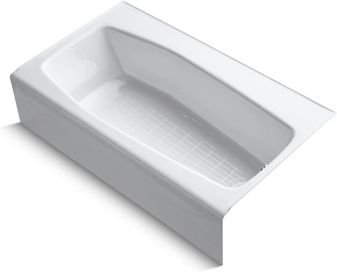 Kohler K-714-0 Villager Bath with 4-Inch Ledge and Right-Hand Drain, Cast Iron, White