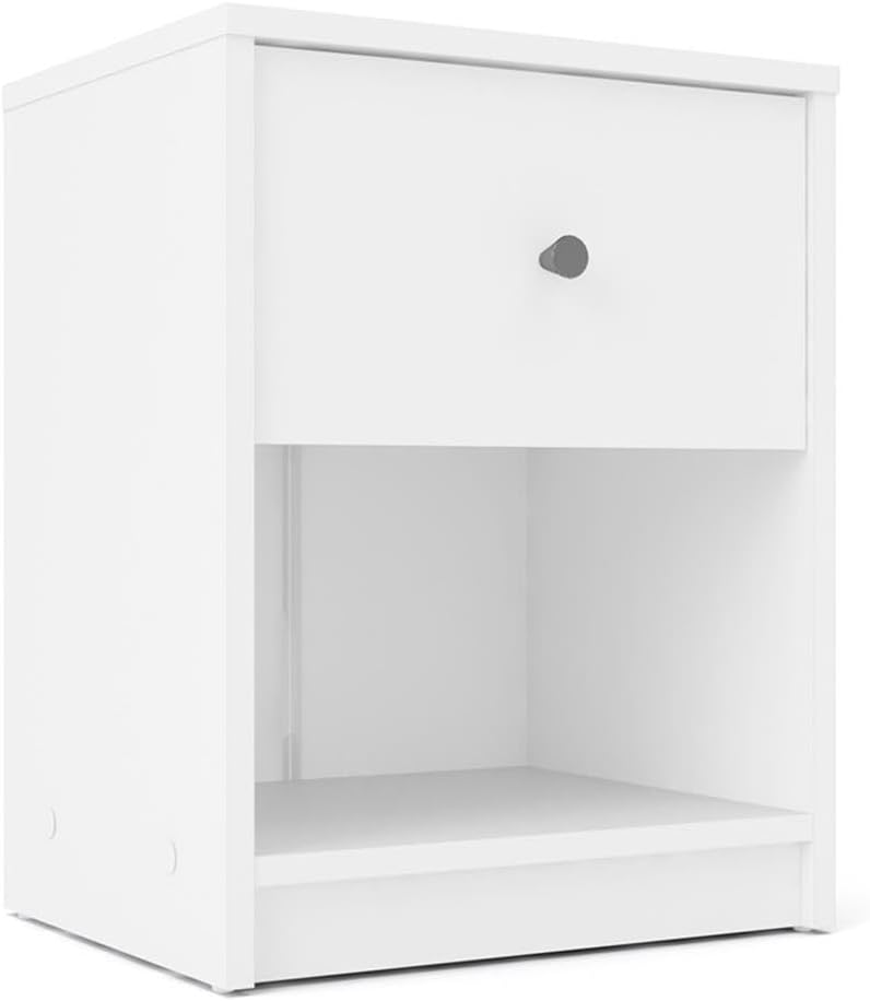 Pemberly Row Set of 3 Wood Double Dresser and Chest and Nightstand in White