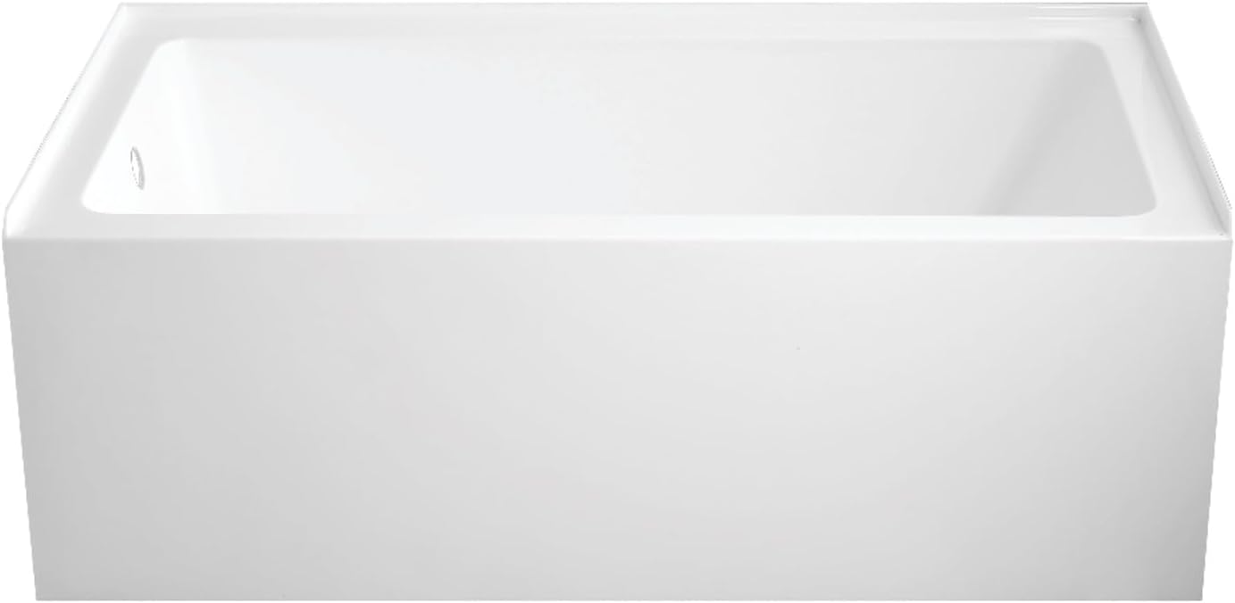 Aqua Eden VTAP6032L22C 60-Inch Anti-Skid Acrylic 3-Wall Alcove Tub with Left Hand Drain Hole, White