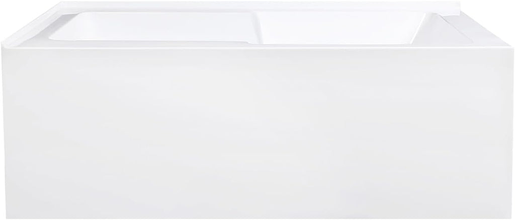 Aqua Eden VTAM6032L22S 60-Inch Acrylic 2-Wall Corner Alcove Tub with Corner Apron, Left Hand Drain Hole, White