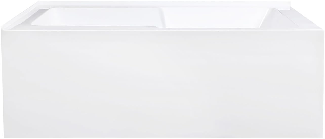 Aqua Eden VTAM6032L22S 60-Inch Acrylic 2-Wall Corner Alcove Tub with Corner Apron, Left Hand Drain Hole, White