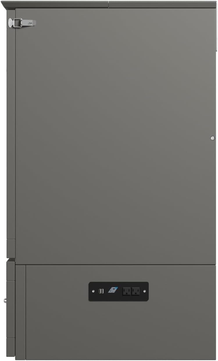 AFI, Hamilton Twin XL Murphy Bed Chest with 6' Mattress, Storage Drawer, and Built-in USB Charger, Grey