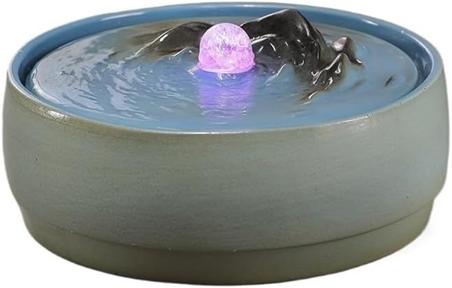 Tabletop Chinese-Style Circulating Water Fountain Tabletop Home Office Decoration Decor(Blue)