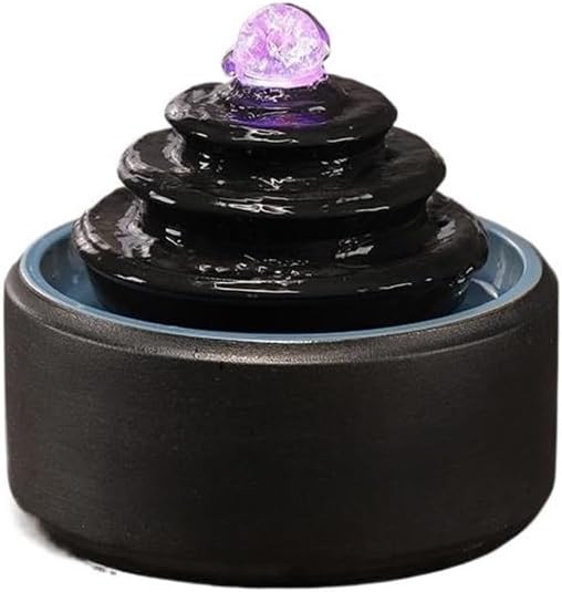 Tabletop Tabletop Fountain Decorations, Desktop Water Ornament for Home Office Decor(Black)