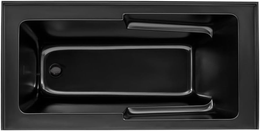 Swiss Madison Voltaire 60 x 30 Skirted Left Drain Soaking Apron Bathtub in Matte Black with Integrated Overflow and Armrest, Drain Included