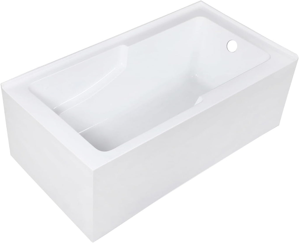 Aqua Eden VTAM6032R22S 60-Inch Acrylic 2-Wall Corner Alcove Tub with Corner Apron, Right Hand Drain Hole, White