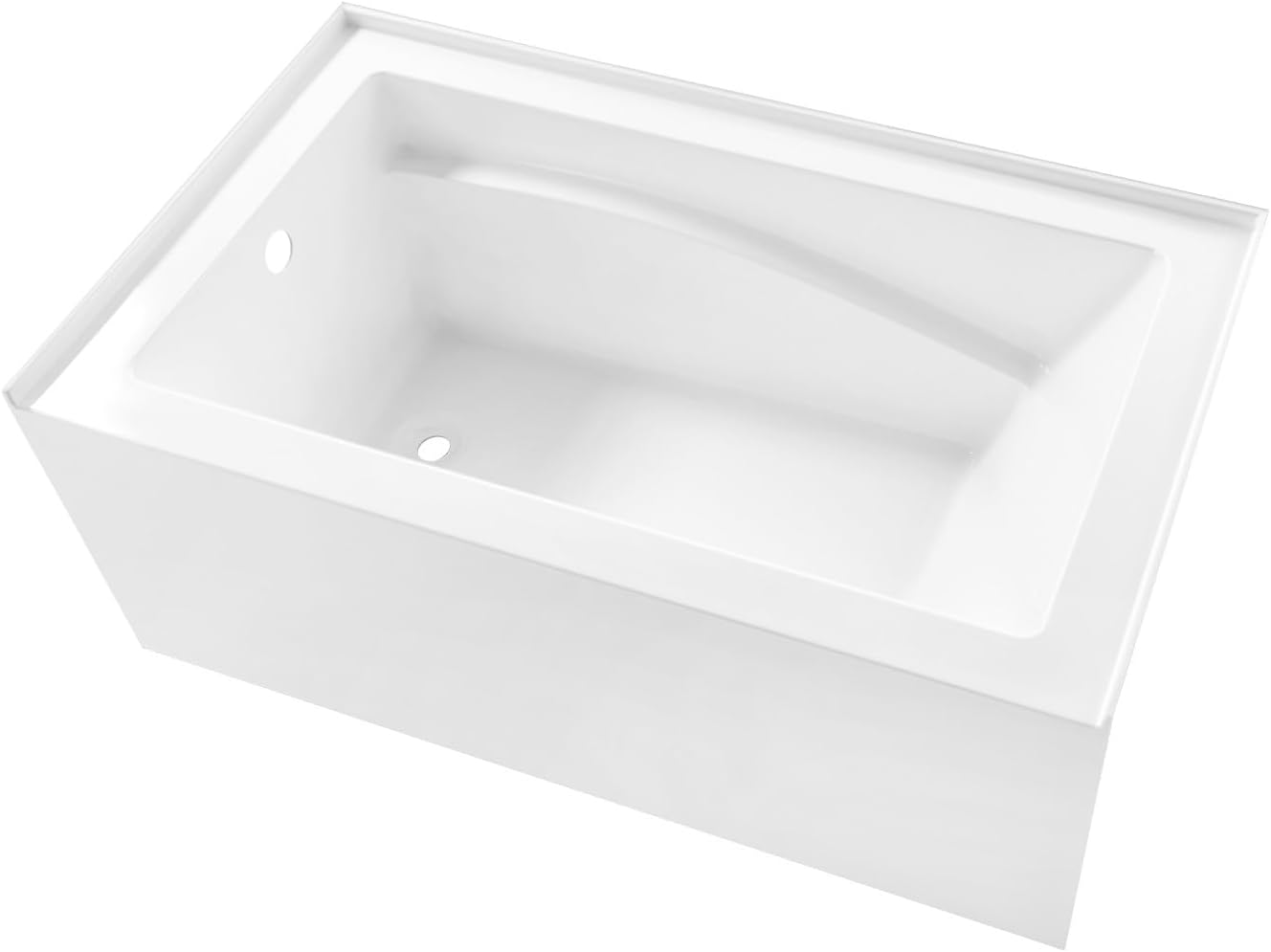Aqua Eden VTAM5432L22D 54-Inch Anti-Skid Acrylic 3-Wall Alcove Tub with Left Hand Drain, Glossy White