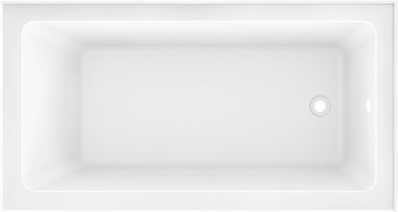 Aqua Eden VTAP6032R21TS 60-Inch Acrylic 2-Wall Corner Alcove Tub with Right Hand Drain, White