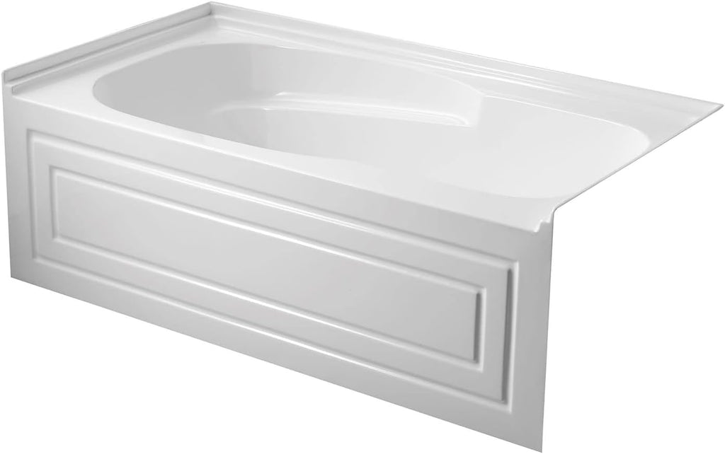 Aqua Eden VTAM6031R21B 60-Inch Anti-Skid Acrylic 3-Wall Alcove Tub with Right Hand Drain Hole, White