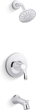 KOHLER TS27391-4G-CP Simplice Rite-Temp Bath and Shower Trim Set with Single-Function Showerhead 1.75 GPM, Diverter Bath Spout, Wall-Mount Shower Head and Bath Faucet, Polished Chrome