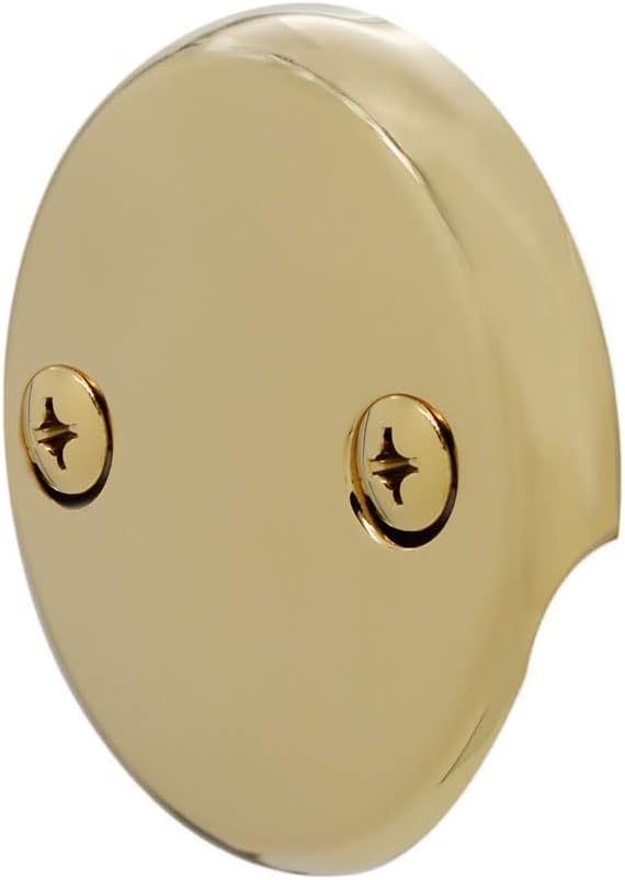 Westbrass D93K-01 Universal Fine or Coarse Thread Replacement Bathtub Tip-Toe Drain Plug with 2-Hole Faceplate, Polished Brass (50-Pack)