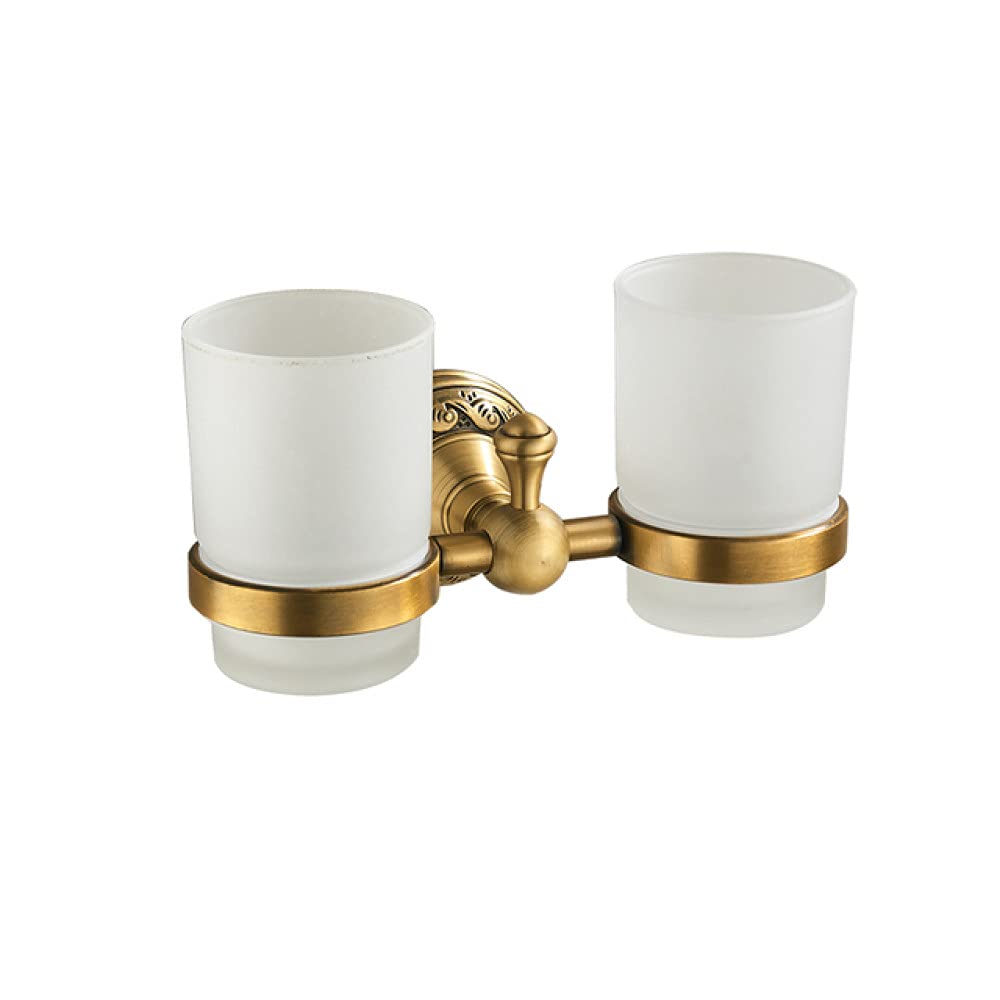 Antique Brass Bathroom Accessories - Wall-Mounted Towel Bar, Cup Holders, Hairdryer Rack, Tissue Roll & Soap Dish(Abs-013-1)