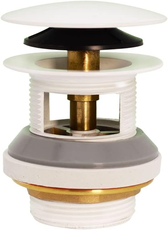 Westbrass D980LTBAA-50 1-1/2' NPSM Integrated Overflow Drain Trim Kit with Illusionary No-Hole Overflow and ABS Adapter, Brass, White