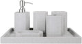 Bathroom Accessory Set Complete,Vertical Stripe Design Bathroom Set Gray,Lotion Dispenser,Soap Dish,Storage Jar,Tumbler,Tray Set(Grey 6 Pack)