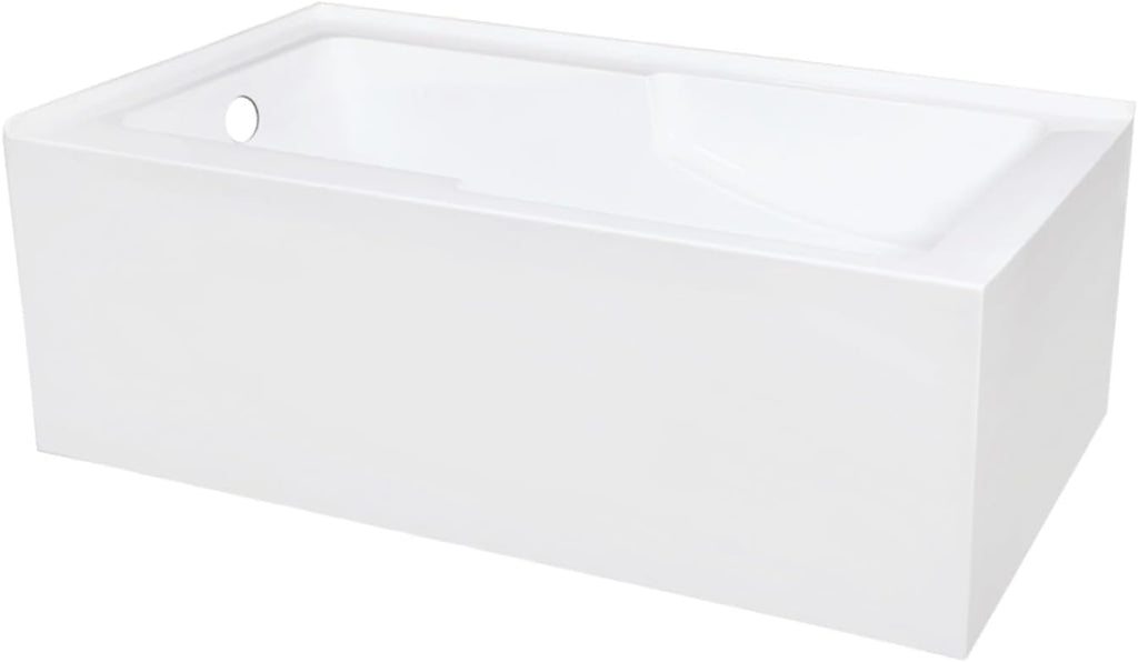 Aqua Eden VTAM6032L22S 60-Inch Acrylic 2-Wall Corner Alcove Tub with Corner Apron, Left Hand Drain Hole, White