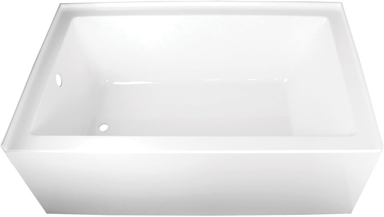 Kingston Brass Aqua Eden VTAP603622L 60-Inch Acrylic Alcove Tub with Left Hand Drain, White