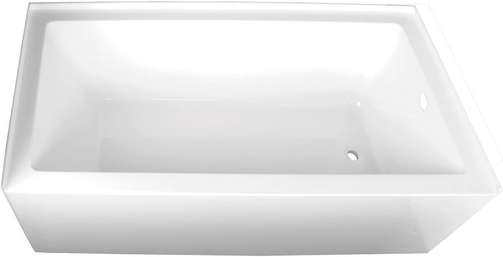 Kingston Brass Aqua Eden VTAP603622R 60-Inch Acrylic Alcove Tub with Right Hand Drain, White