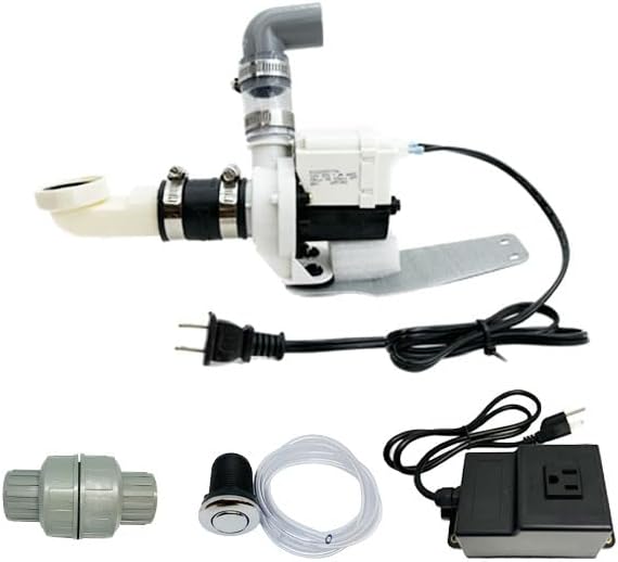 Pedicure Spa Parts REPLACEMENT Sprayer Head/3-way Faucet/Overflow Kit/P-Trap/Spa Led Light/Power Control/Air Button/UPC Hot Cold Hose/Drain Pump (White - Complete Drain Pump Kit)