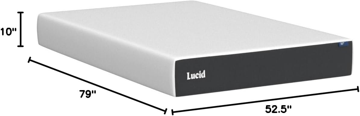 Lucid 10 Inch Memory Foam Mattress - Medium Feel - Infused with Refreshing Bamboo Charcoal and Cooling Gel - Bed in a Box - Temperature Regulating - Pressure Relief - Breathable - Full XL Size