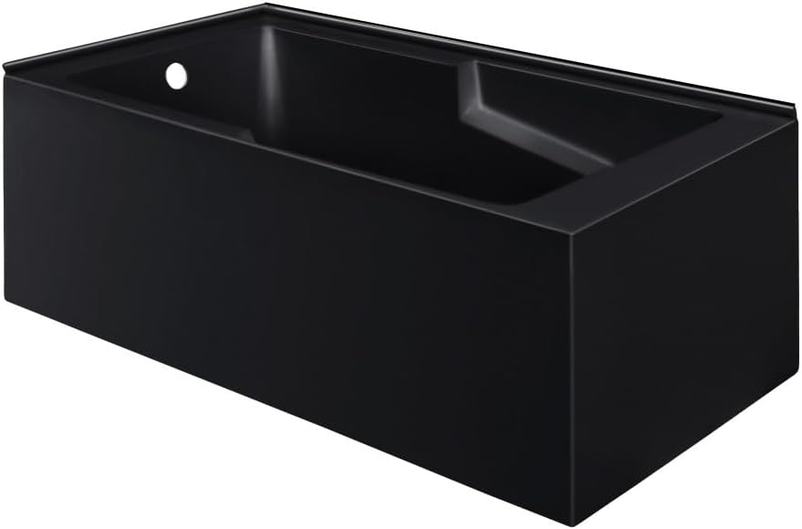 Swiss Madison Claire 60 x 32 Left Drain Soaking Alcove Corner Apron Bathtub in Matte Black
