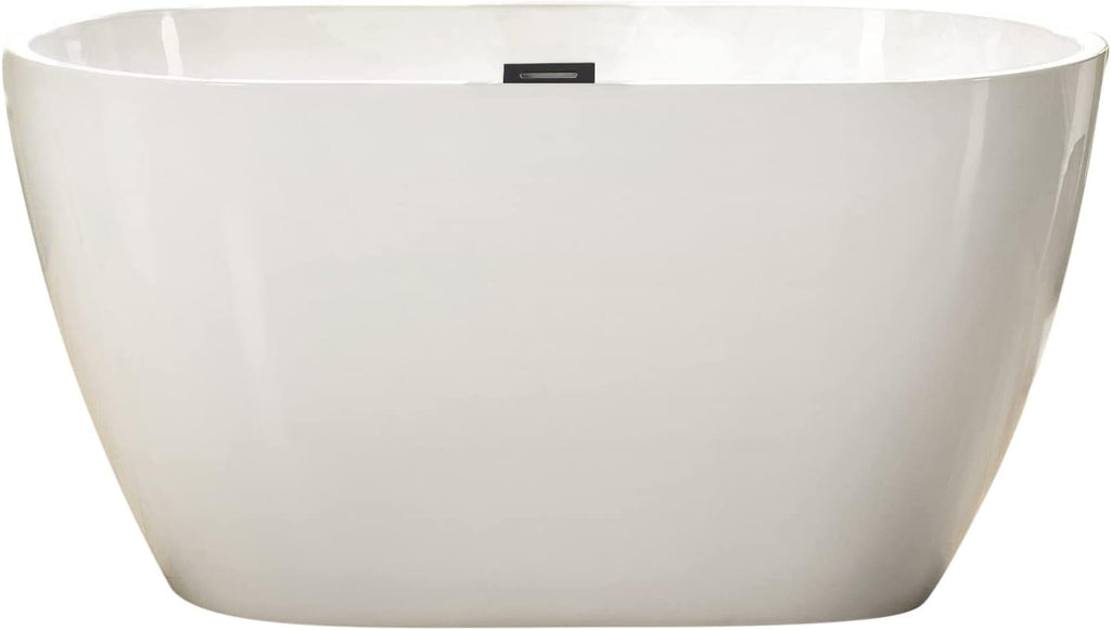 WOODBRIDGE 48' Acrylic Freestanding Bathtub Contemporary Soaking Tub, White Acrylic(Chrome Drain/Overflow),BTA1703-C-Drain&O