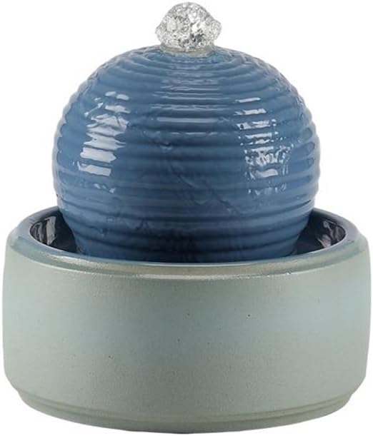 Tabletop Indoor Mini Ceramic Tabletop Fountain Modern Water for Living Room Decor(Blue)