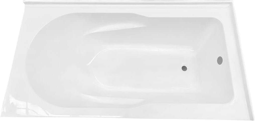 Aqua Eden VTAM6032R21TS 60-Inch Acrylic 2-Wall Corner Alcove Tub with Right Hand Drain, White