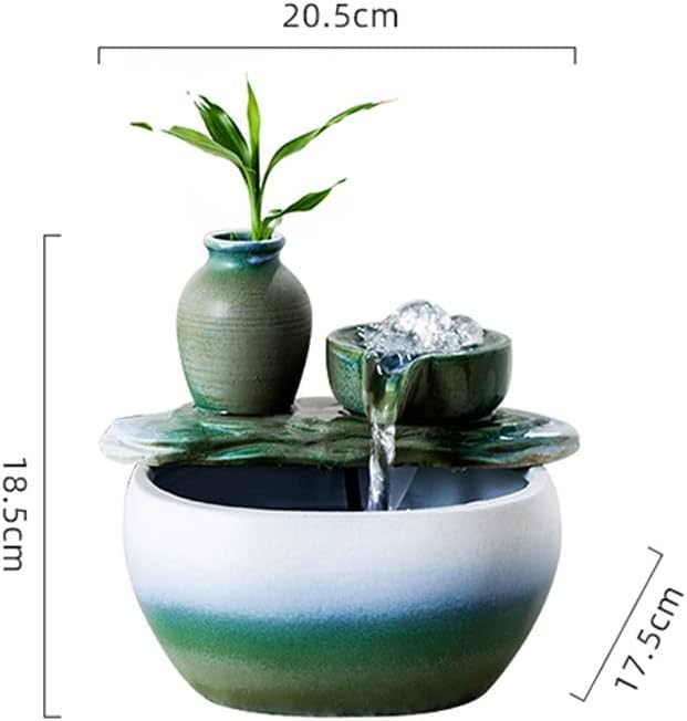 HIHELO Desktop Fountain Tabletop Fountain Ceramic Tabletop Fountain Ornament Circulating Water Fountain for Indoor and Home Decoration Water Fountain Outdoor (Color : with Nebulizer)
