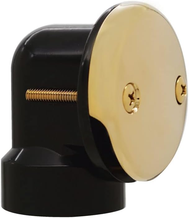 Westbrass 593144-12-01 14' Black Poly Tubular Bathtub Waste & Overflow Assembly with Tip-Toe Drain Plug and 2-Hole Faceplate, Polished Brass (12-Pack)