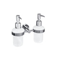 Polished Chrome Bathroom Accessories - Towel Rack, Soap Dish, Toilet Brush & Robe Hook - Modern Wall-Mounted Restrooms(Double Dispenser)