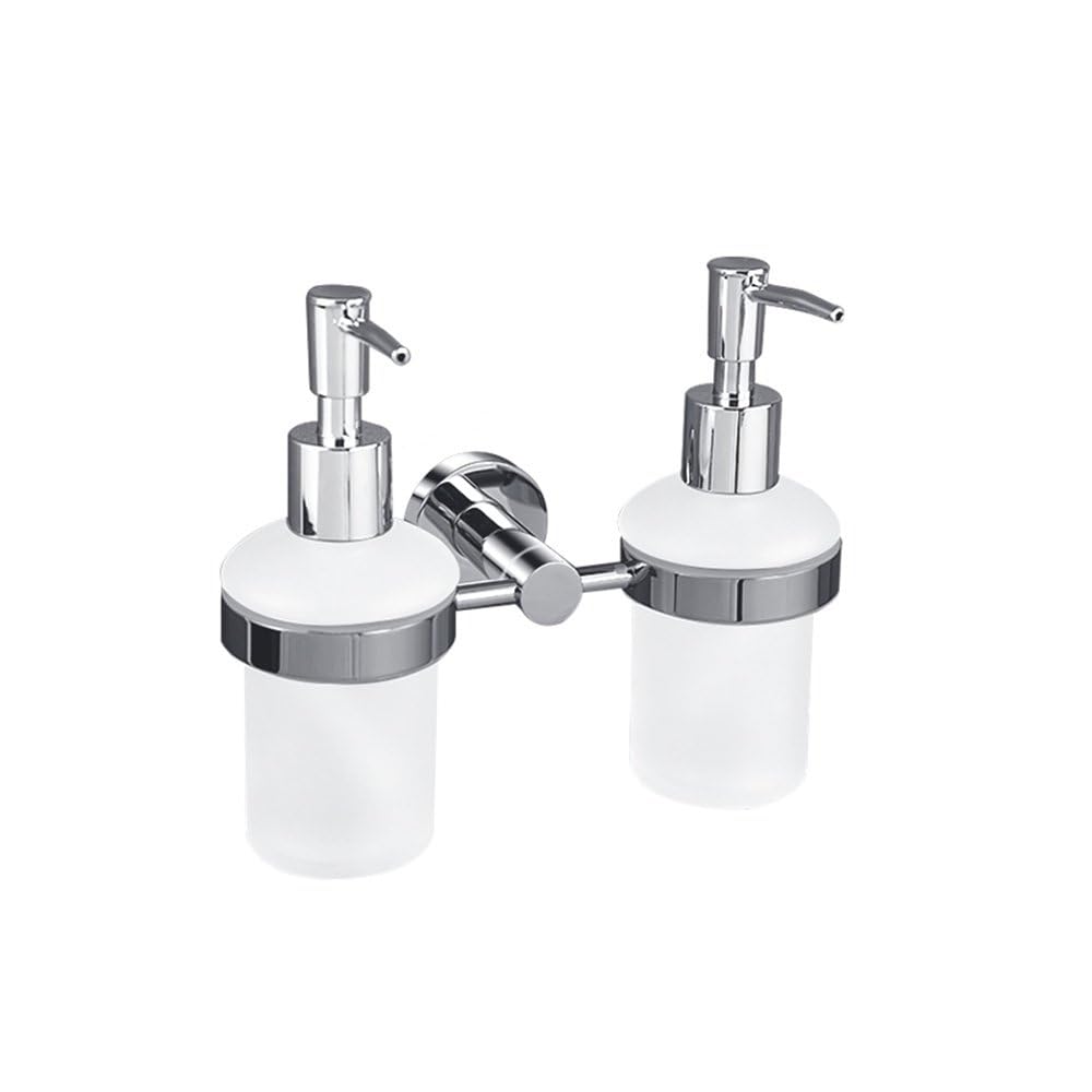Polished Chrome Bathroom Accessories - Towel Rack, Soap Dish, Toilet Brush & Robe Hook - Modern Wall-Mounted Restrooms(Double Dispenser)