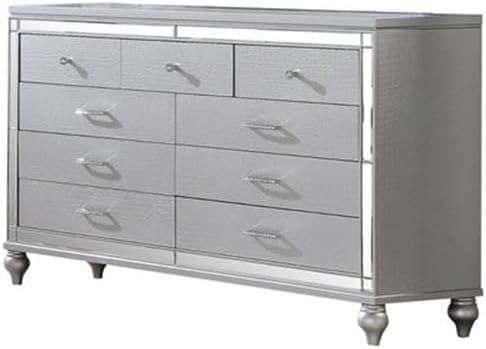 Sterling Queen 4 PC LED Bedroom Set Made with Wood in Silver Color