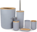 Bathroom Accessories Set 6 Pieces Room Toothbrush Holder Soap Dispenser Toilet Brush Trash Can Essential(E)