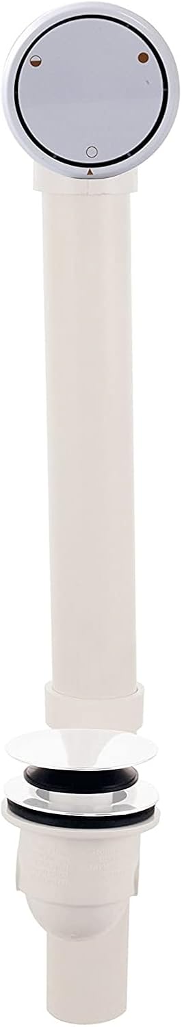 Westbrass D493244CHM-12-50 Bath Waste & Overflow Assembly with Patented Deep Soak Faceplate Cover and Tip-Toe Drain Plug - SCH. 40 PVC, Powder Coat White (12-Pack)