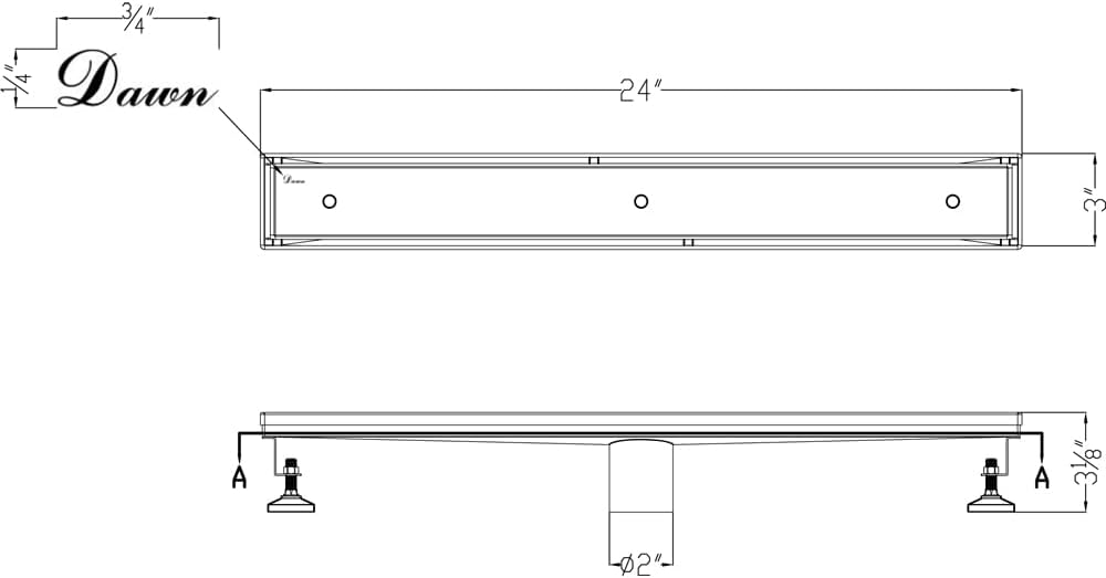 Dawn® Colorado River Series - Tile Insert Linear Shower Drain 24'L (Matte Black)