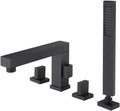 Bathtub Faucet with Shower, Brass Black/Chrome/Gold Bathroom Shower Faucets Set Deck Mount Bathtub Faucet Set Hot Cold Bathroom Shower Bathtub Taps Kit,Black