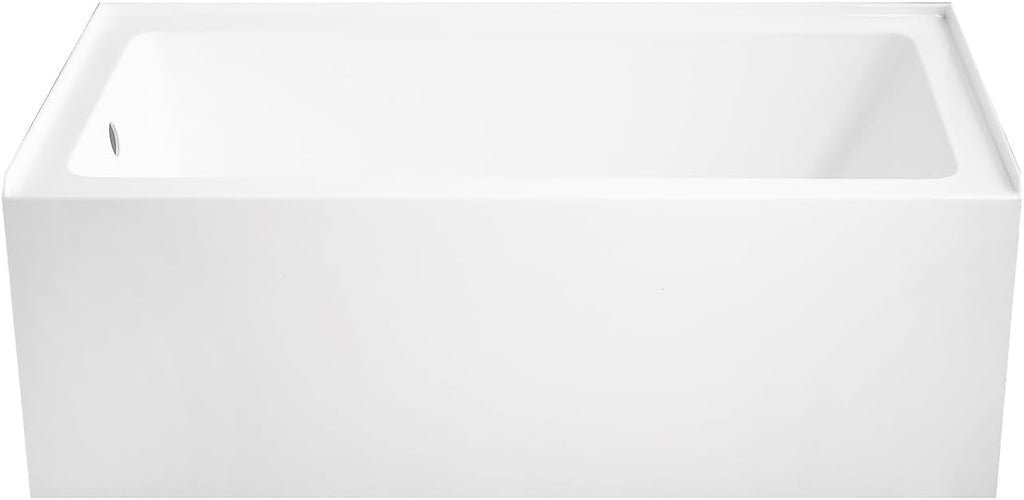 Aqua Eden VTAP6032L22 60-Inch Acrylic 3-Wall Alcove Tub with Left Hand Drain Hole, Glossy White