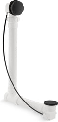 KOHLER K-7213-BL Clearflo Cable Bath Drain with PVC Tubing, Metal Control Hande, Cable-Activated Bath Drain, Matte Black
